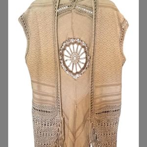Blu Pepper short sleeve fringe vest